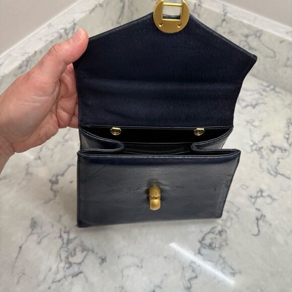 Classic Vintage Elegant Navy brass minibag Handbag - Picture 7 of 15